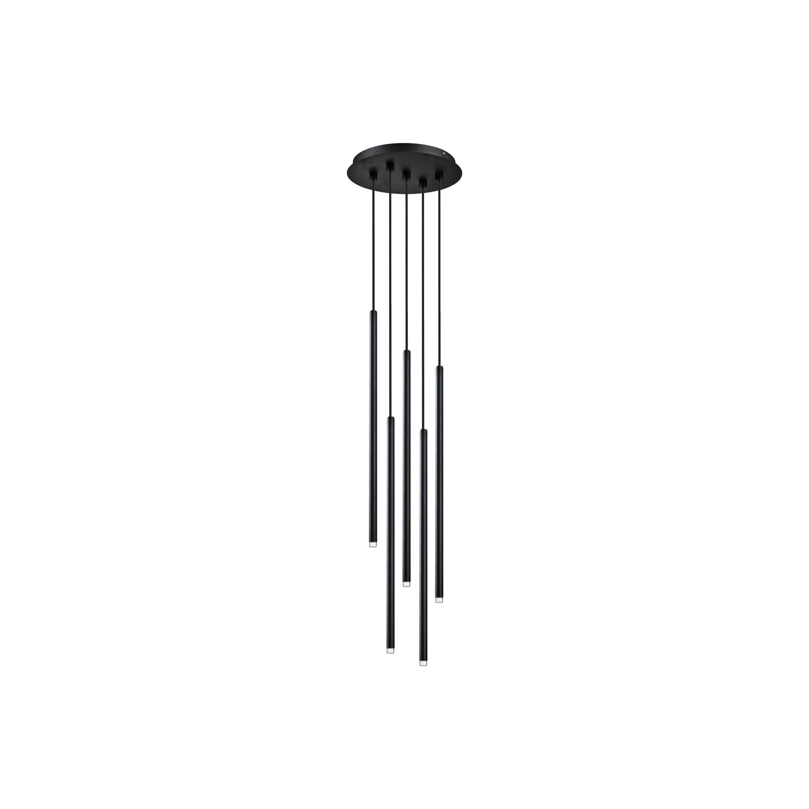 Viokef LED-Hängelampe Zenia, schwarz matt, 5-flammig