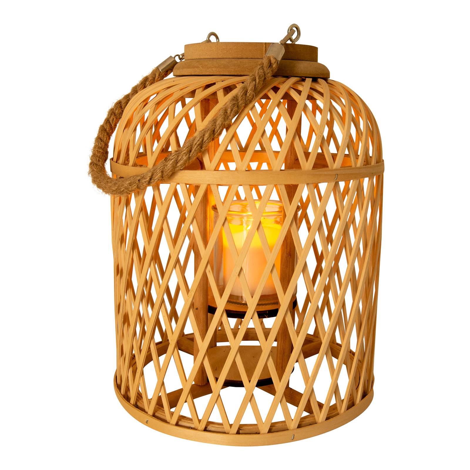 Naeve Leuchten LED-Solarlaterne Korb, Bambus, Höhe 29 cm, natur