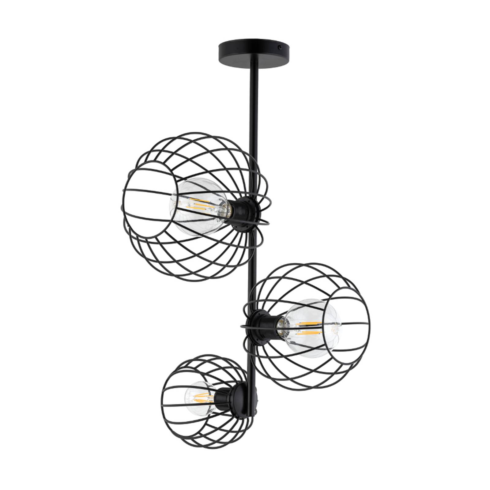 Sigma Deckenlampe Nele, schwarz, mit drei Käfigschirmen