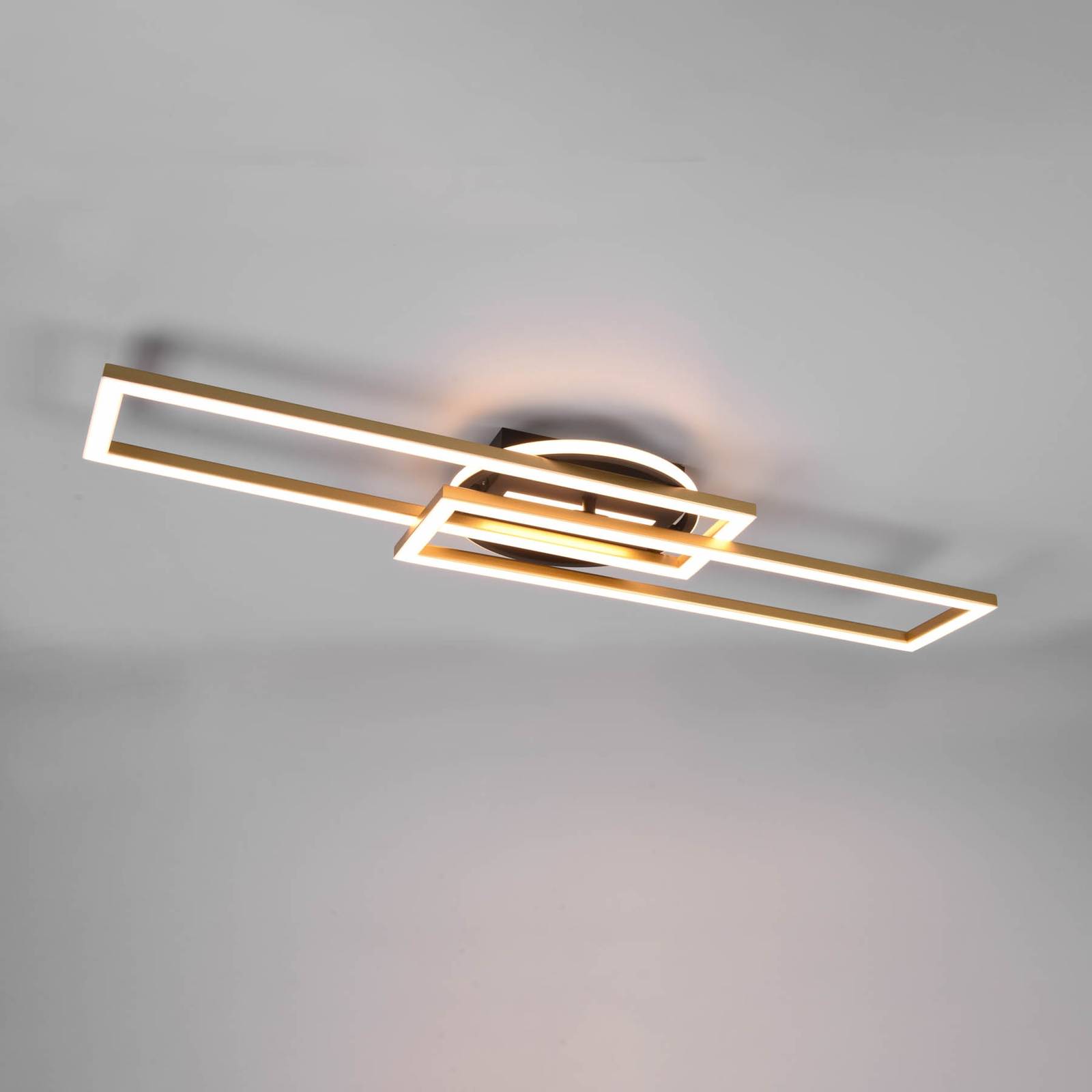 Reality Leuchten LED-Deckenlampe Twister, drehbar, Remote, messing