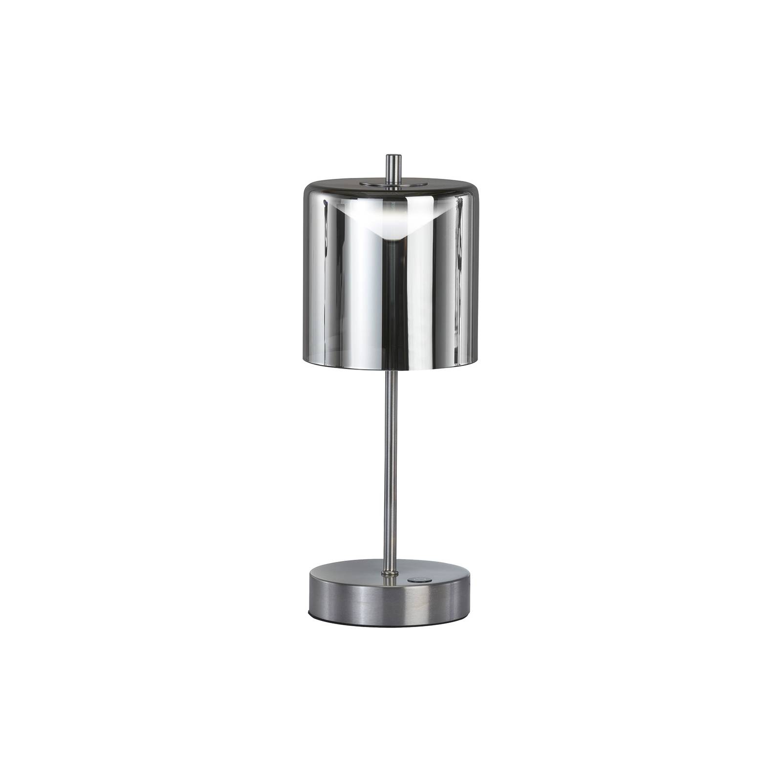 FH Lighting LED-Akku-Tischlampe Riva, nickel/rauch Höhe 34,5cm