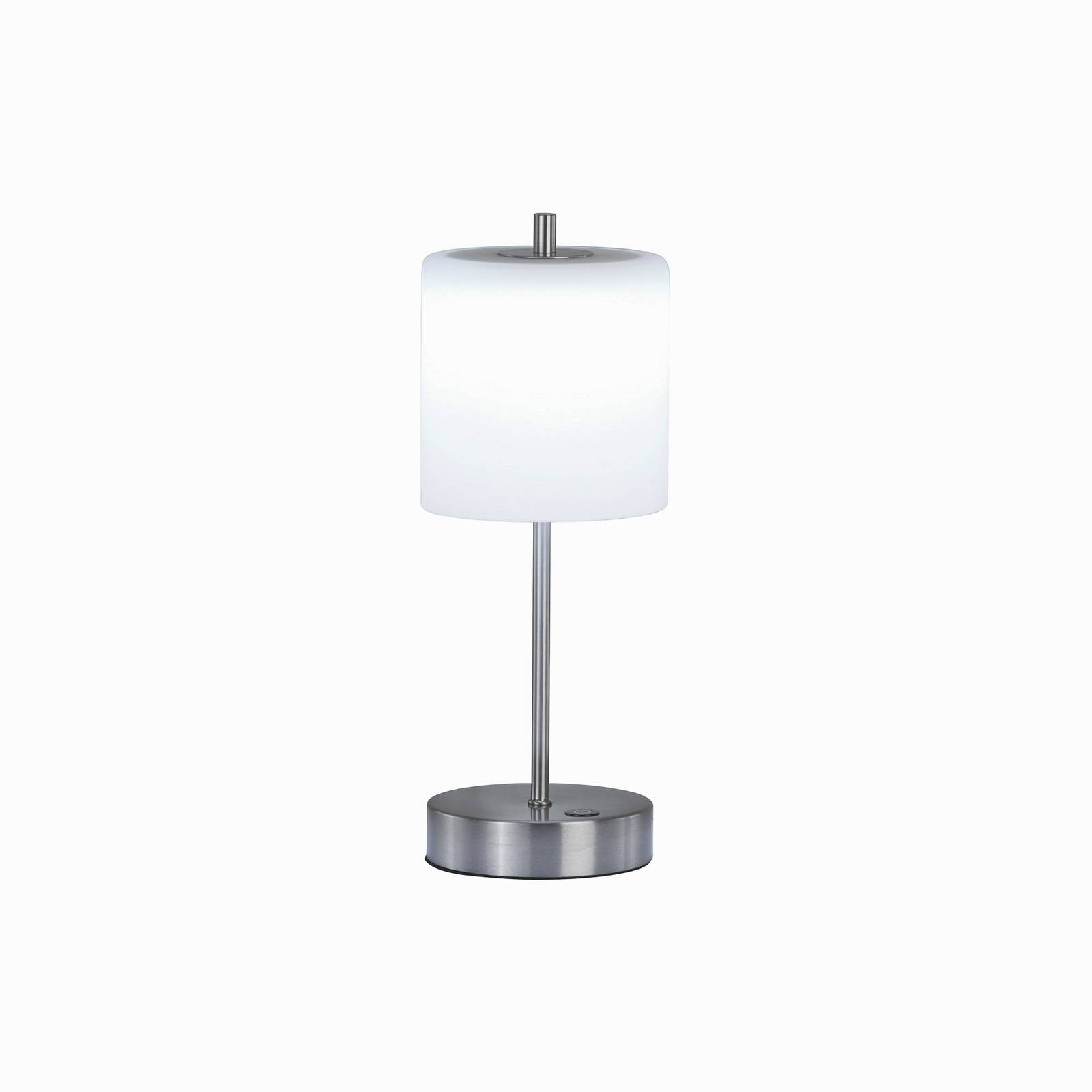 FH Lighting LED-Akku-Tischlampe Riva nickel/opal Höhe 34,5cm