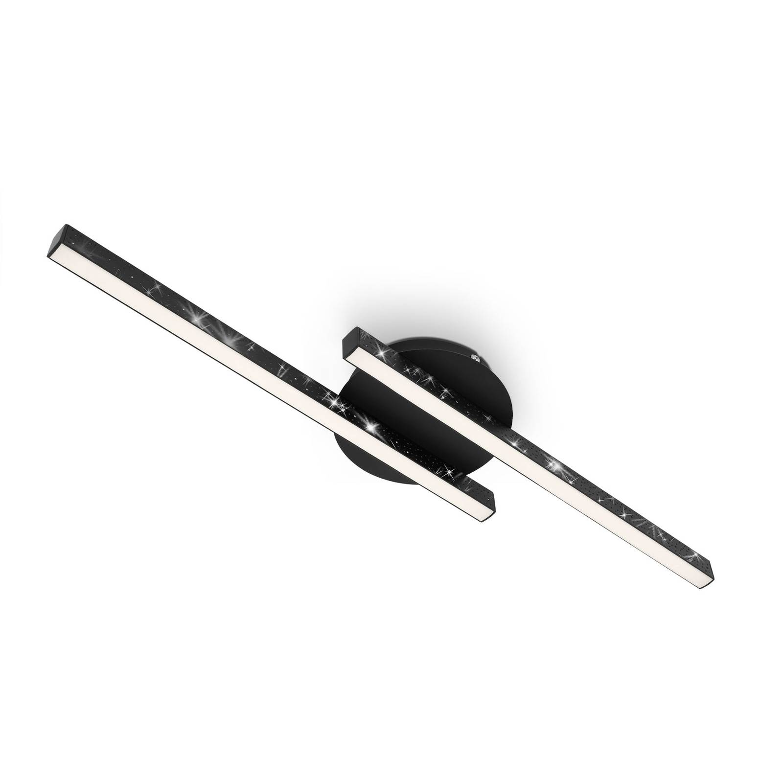 Briloner Deckenlampe Rey, Glitzereffekt, 2-flammig, schwarz