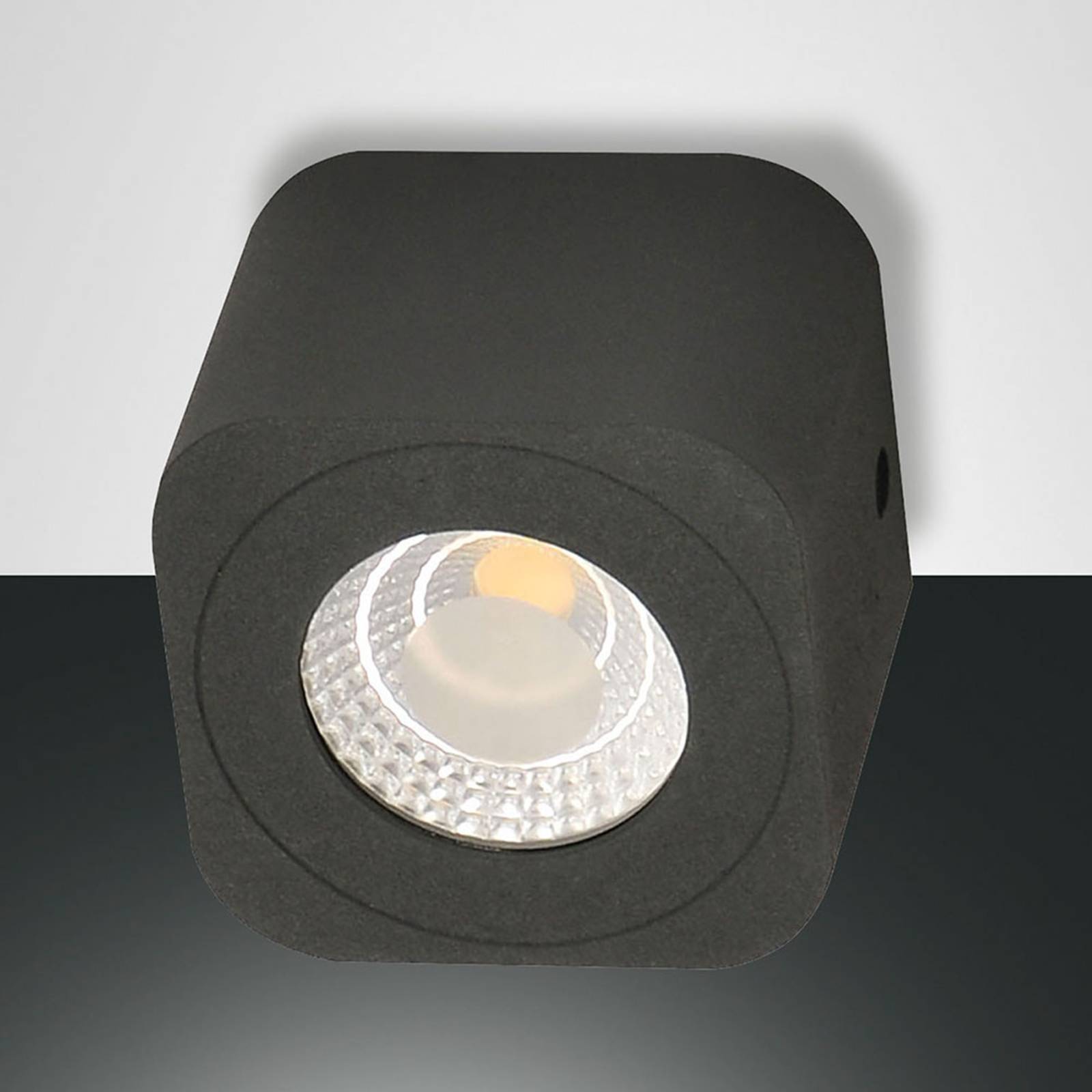 Fabas Luce Eckiges LED-Downlight Palmi in Anthrazit