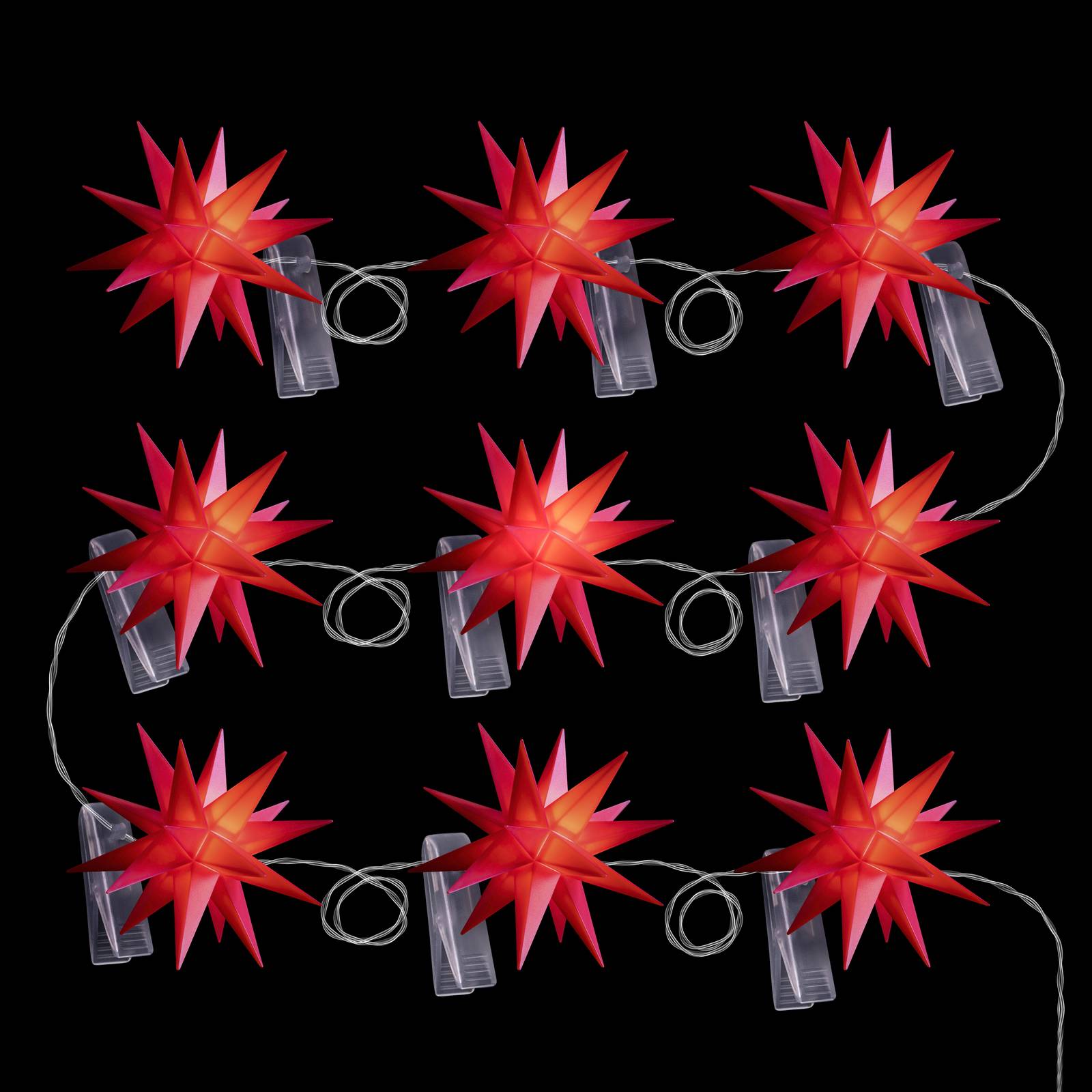 Sterntaler LED-Lichterkette mit Baby-Sternen außen 9-fl. rot