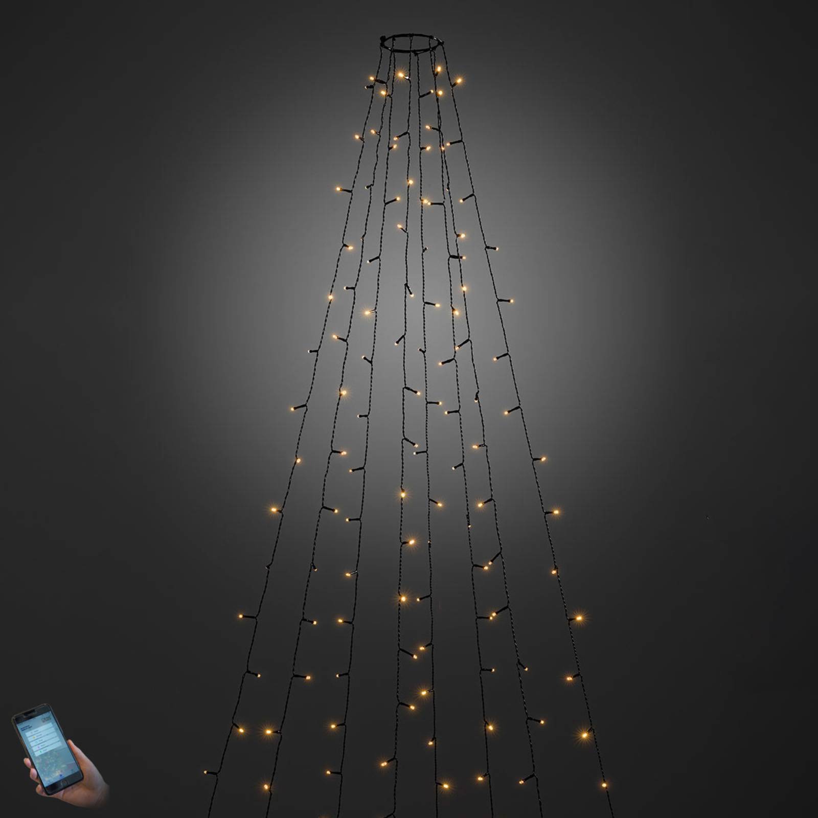 Konstsmide Christmas Per App bedienbarer LED-Baummantel außen 400-flg.