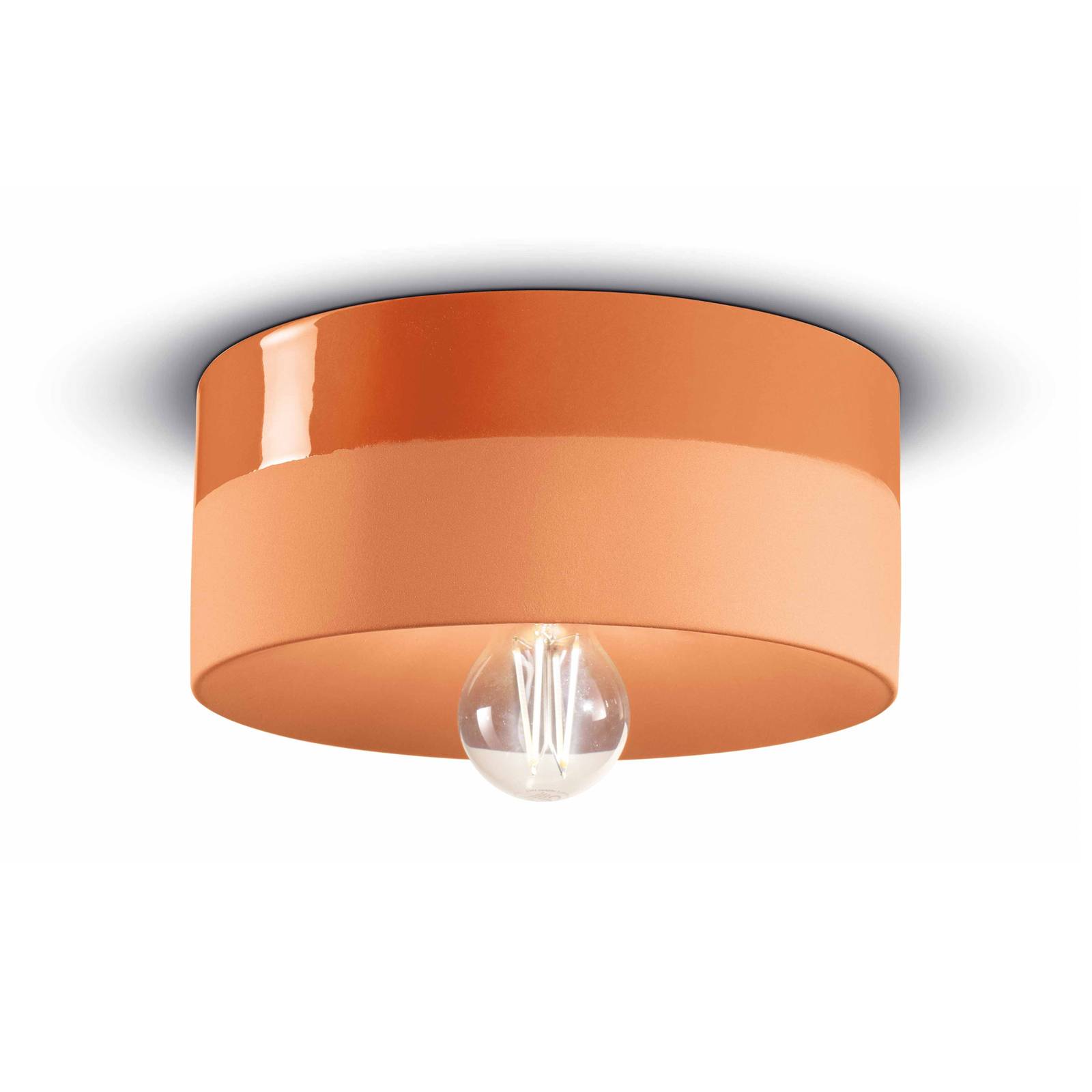Ferroluce Deckenlampe PI Keramik glänzend/matt Ø 25cm orange