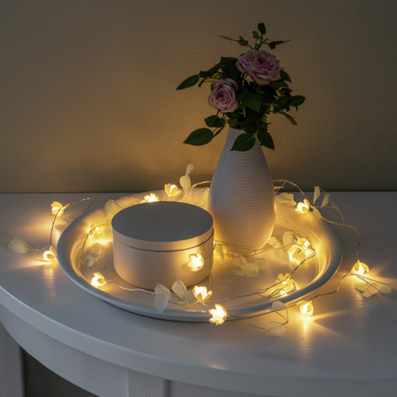 Konstsmide Christmas LED-Lichterkette Blätter und Blüten klar/weiß