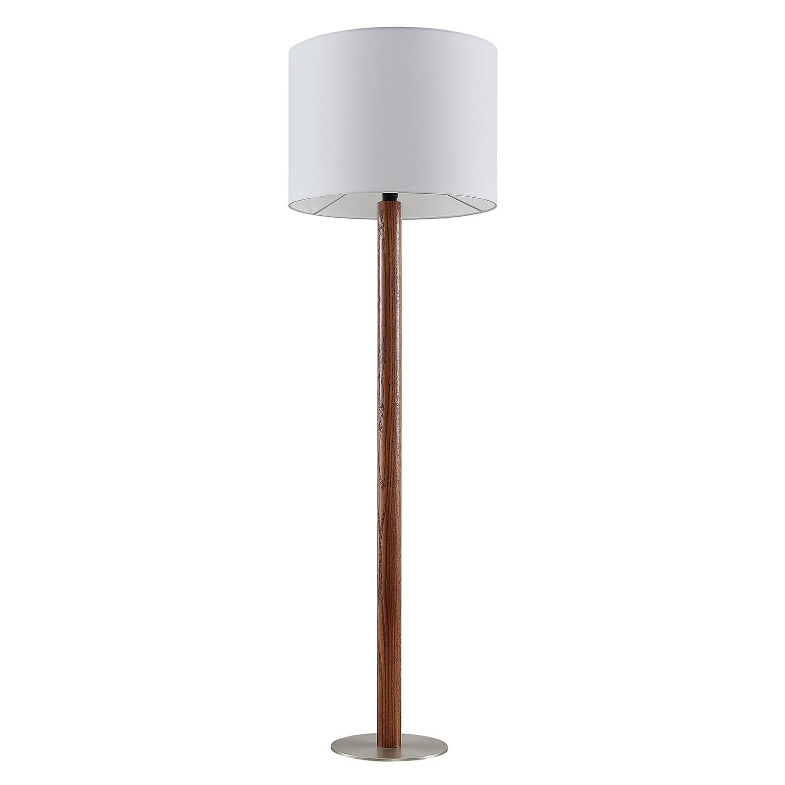Lucande Larkira Stoff-Stehlampe, Holz, rund, 48cm